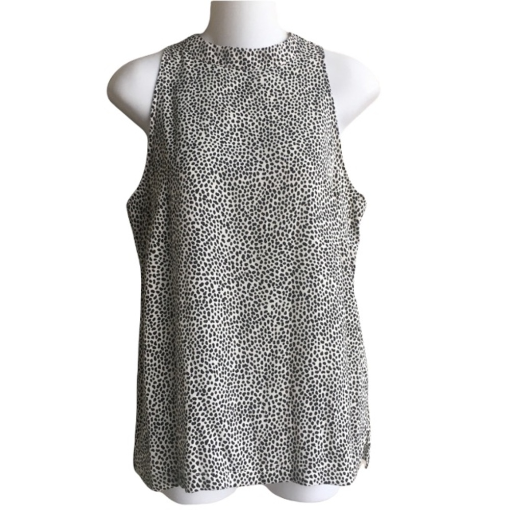 NWT White Black Spot Top Blouse Halter Neckline Small Worthington Sleeveless